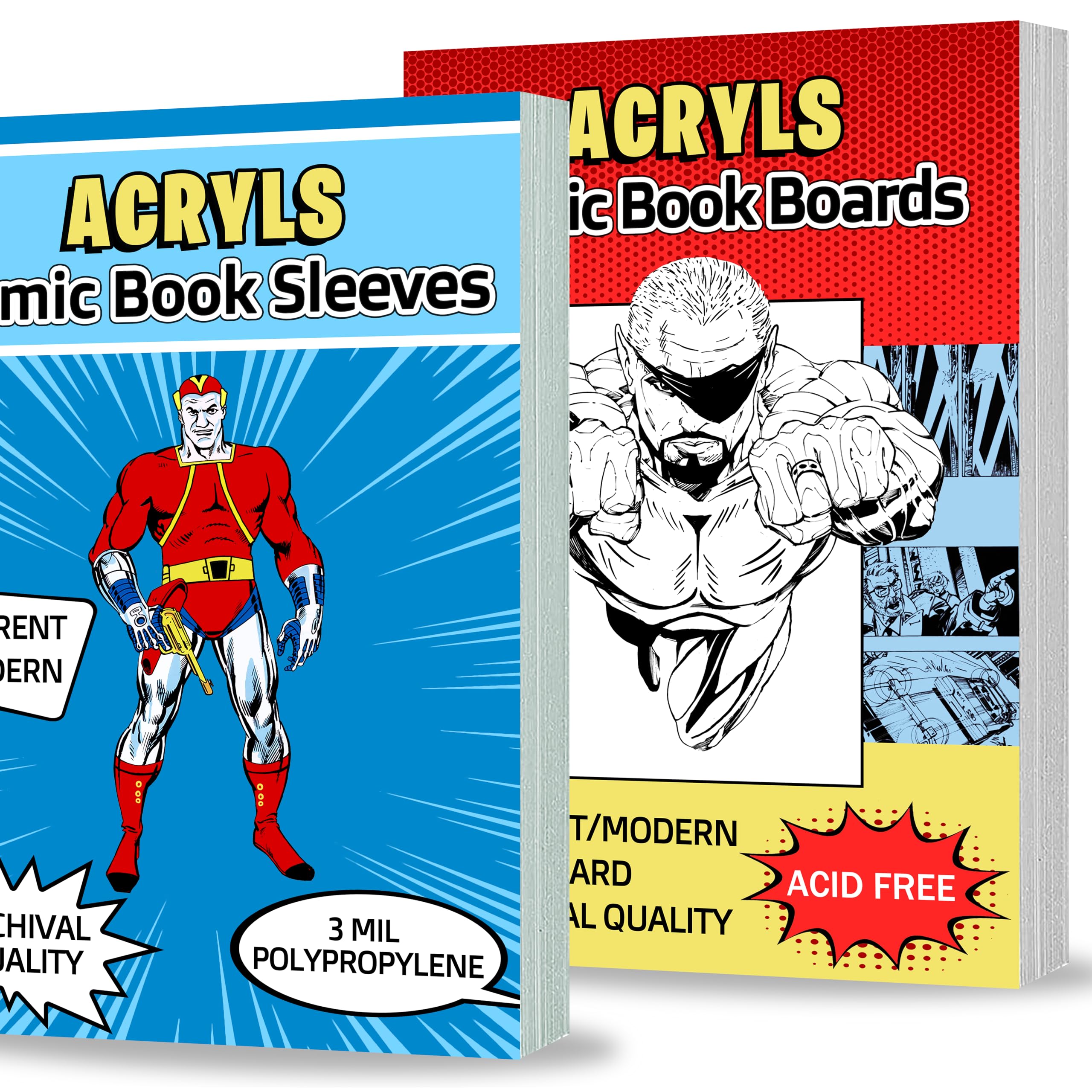 Acryls Uk Comic Book Bags - 27 x 18cm Acid Free Crystals Clear Sleeves & Backing Boards 27 x 17.3 cm for Comics (50 Bags + 50 Boards)
