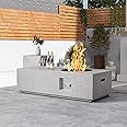 Outdoor Fire Pit Table Propane Gas Fire pits &Outdoor Fireplaces 48″ Rectangular Firepit Table, 50,000 BTU Fire Table for Patio Set (Light Gray - 48" Rectangular Table)