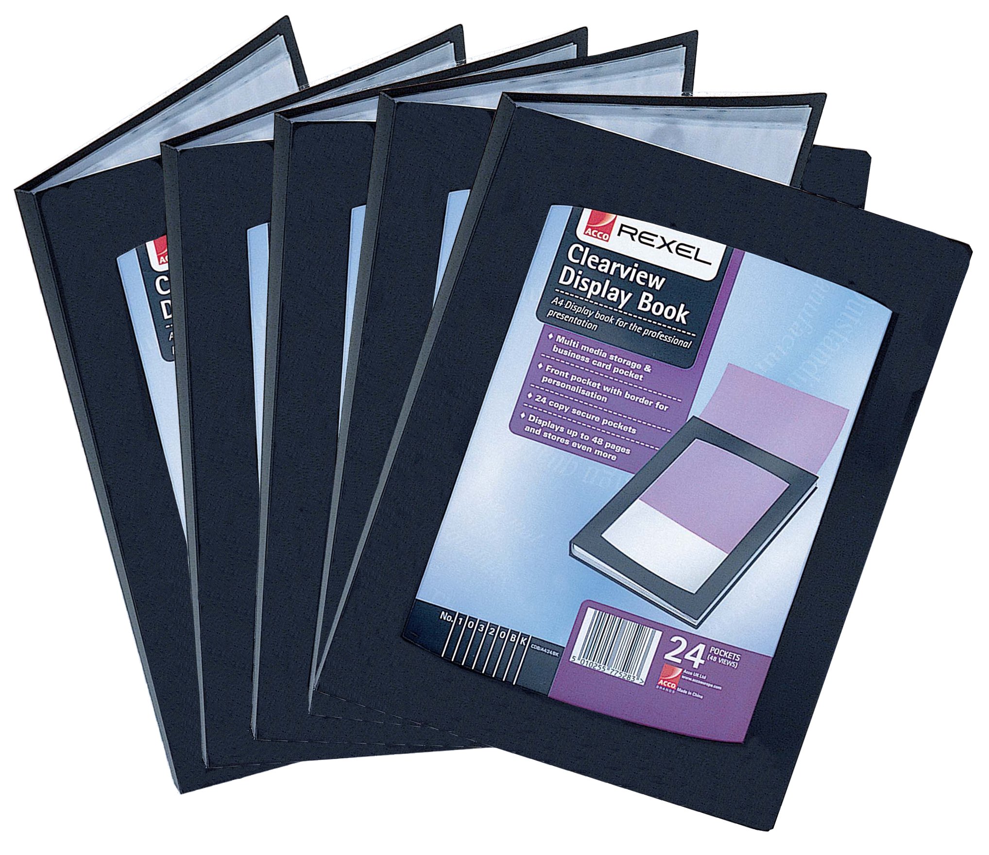 Rexel A4 Clearview Display Books - Blue (Pack of 5)
