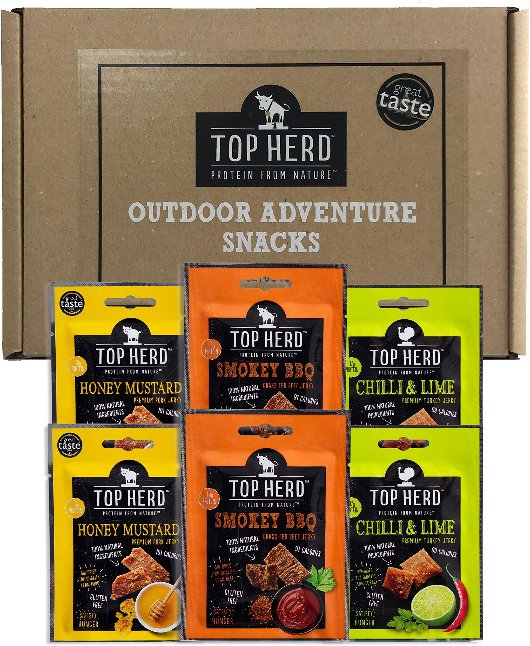 Top Herd Adventure Snack Gift Box 6 Packs 35g Jerky (3 Flavours)