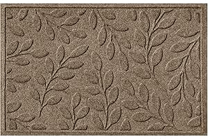 Bungalow Flooring Waterhog Door Mat, 2' x 3', Made in USA, Durable and Decorative Floor Covering, Skid Resistant, Indoor/Outdoor, Water-Trapping, Brittney Leaf Design, Camel
