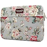 Canvaslove Rose Pattern Canvas Laptop Sleeve Case Bag with Pocket for MacBook Pro 14 inch and 14 inch-14.4 inch HP, Lenovo, Dell, ASUS, Acer Notebook Computer