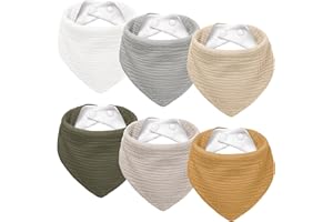 Susurration Muslin Baby Drool Bibs 6Pack Soft Triangular Adjustable Baby Bandana Bibs for Unisex Girls & Boys