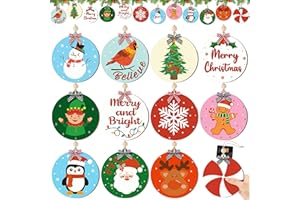 CJiangpo Christmas Gift Card Holder - 12Pcs Wooden Funny Christmas Money Holder Ornament for Cash Gift Card Sleeves Santa Snowman Hanging Decor Xmas Holiday Party Supplies Stocking Stuffers