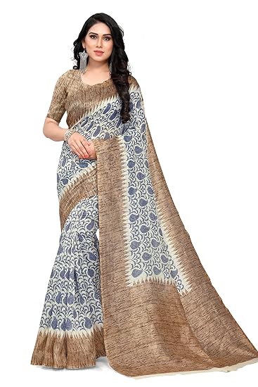 Womens Art Silk Saree With Unstitched Blouse Piece