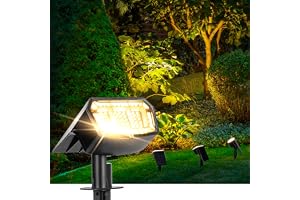AUDERWIN Solar spotlights Outdoor 63 LED 3 Lighting Modes, IP65 Waterproof Lighten Yard Garden House Garage Pathway for Christmas Decorations-2 Pack