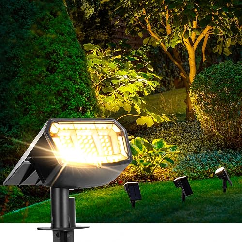 AUDERWIN Solar Lights Outdoor Lighting IP65 Waterproof, 63LED Solar ...