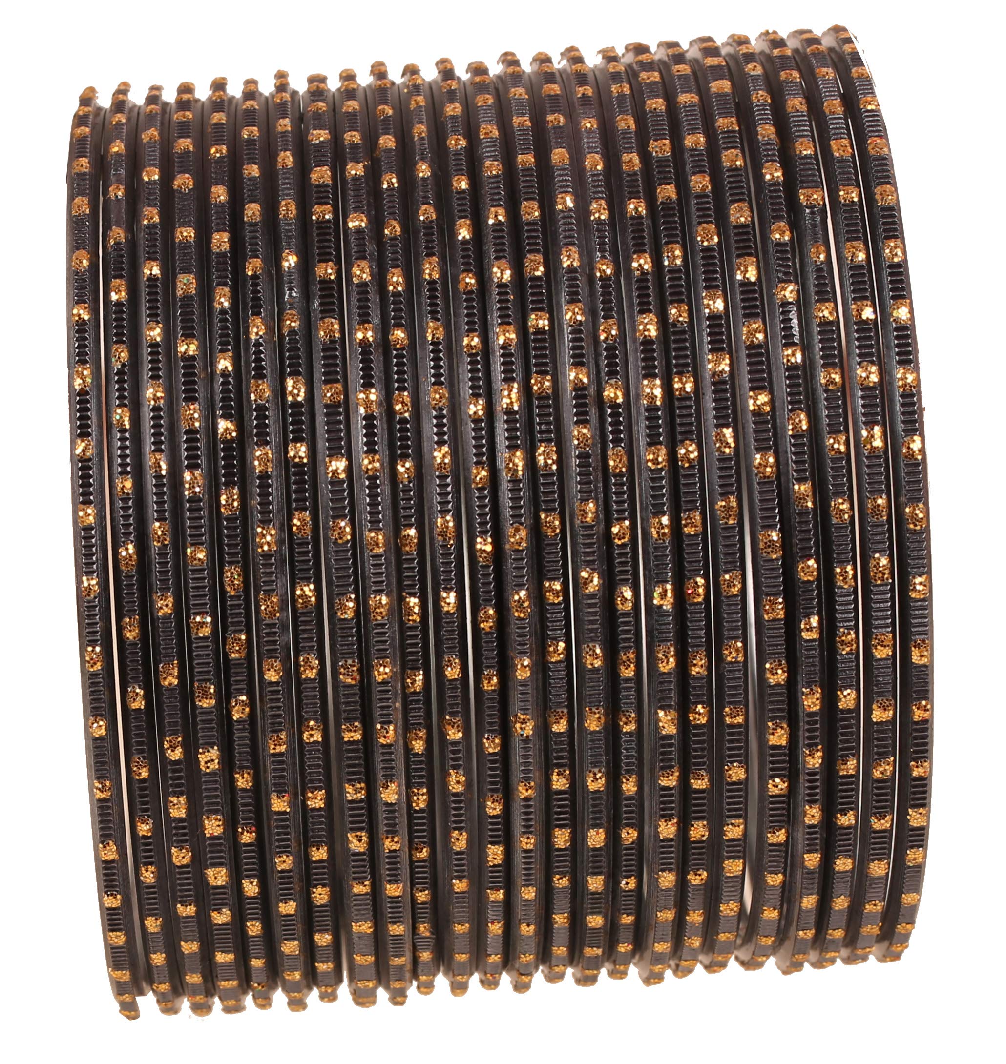 Touchstone New Colorful 2 Dozen Bangle Collection Indian Bollywood Alloy Metal Textured Blasting Blue Designer Jewelry Special Large Size Bangle Bracelets Set of 24 in Antique Gold Tone for Women