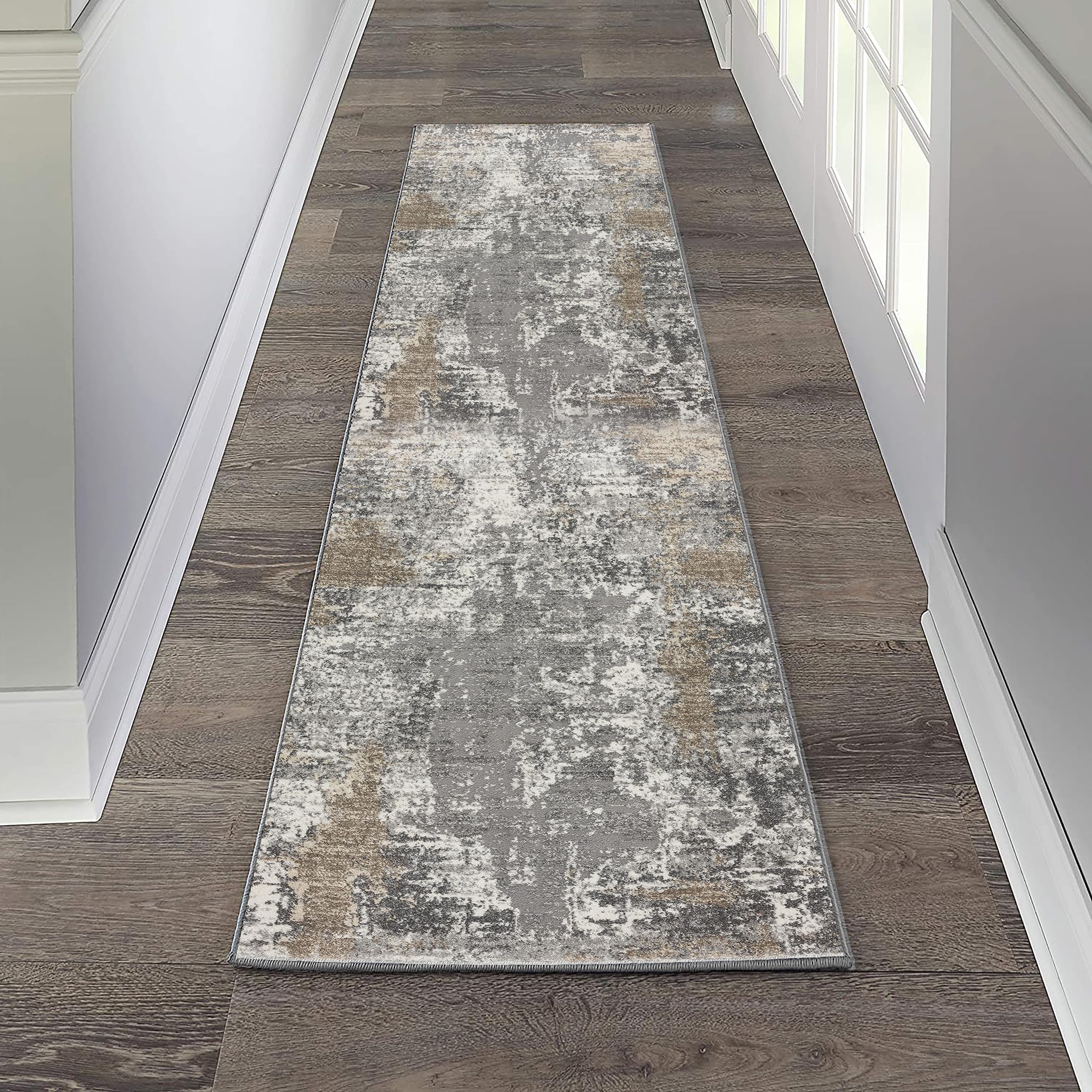 LUXE WEAVERS Euston Collection 7679 Grey 2x7 Abstract Area Rug Image