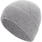 EASTER BARTHE Men & Women Cashmere Blend Beanie Hat Soft Lightweight Warm Winter Ribbed Cuffed & Cuffless Knit Beanie Hat