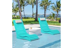 Homenjoy HDPS Pool Lounge Chairs Set of 2, Use in Pools Lounge Chairs up to 10-Inches of Water, Chaise Chairs with Headrest, Lounge Chair Outdoor, Fade-Resistant Pool Lounger for Deck