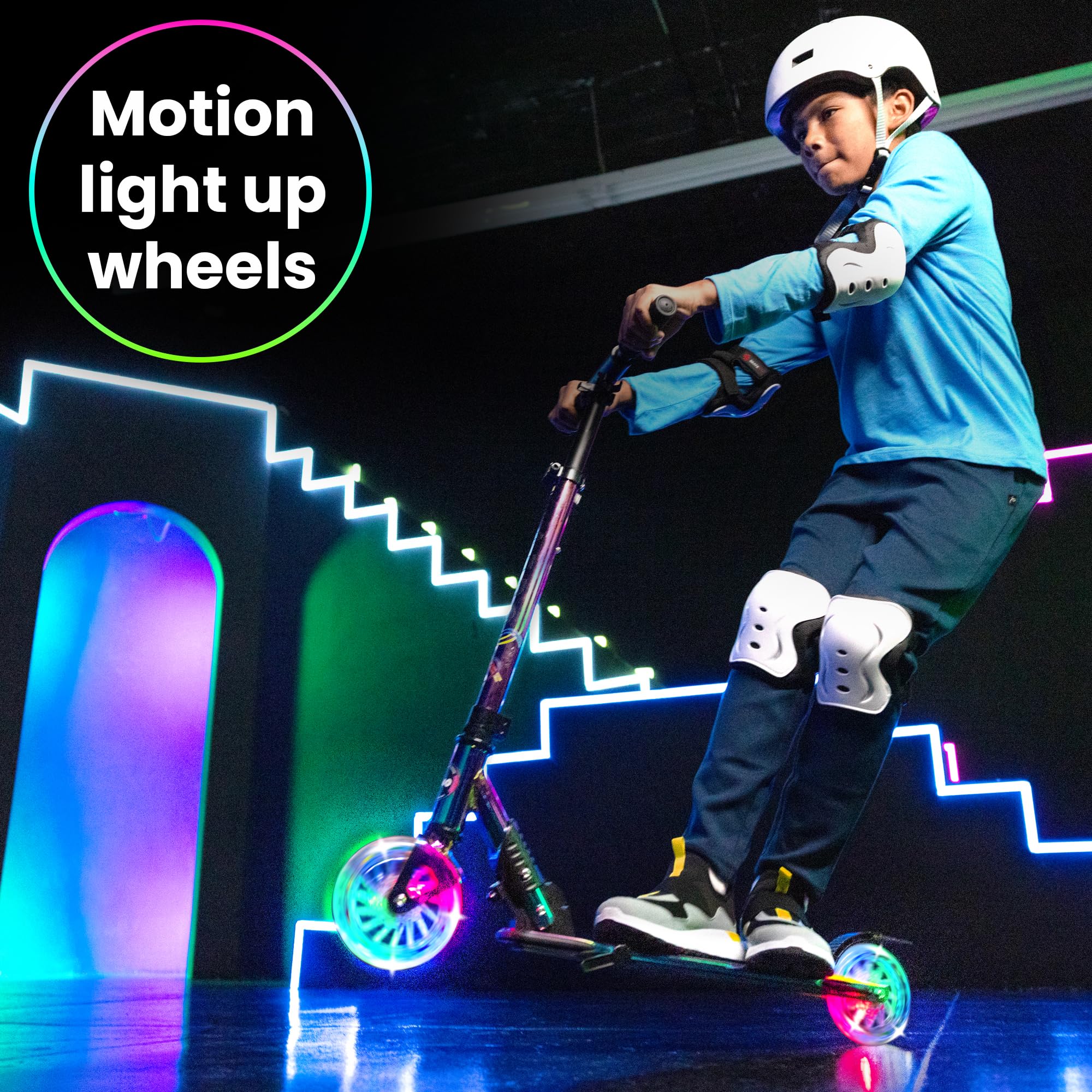 Aero Scooter for Kids 5-12 | Dynamic Lights, Hand Brake & Shock Absorption | Boys Girls 2 Wheels Kick Scooter | Foldable & Height Adjustable