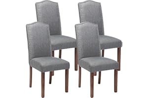 Snugway Stylish Upholstered Parsons Dining Chair Kitchen with Silver Nailhead Trim and Sturdy Solid Wood Legs