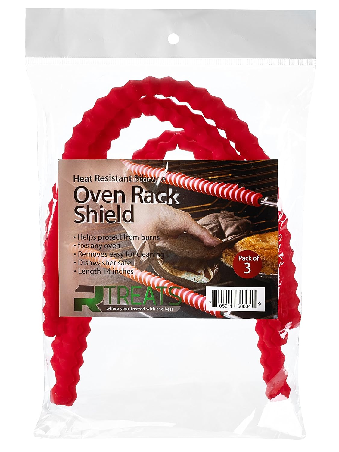 Silicone Oven Rack Shield Heat Resistant for Burn Protection, Pack of 3 RED