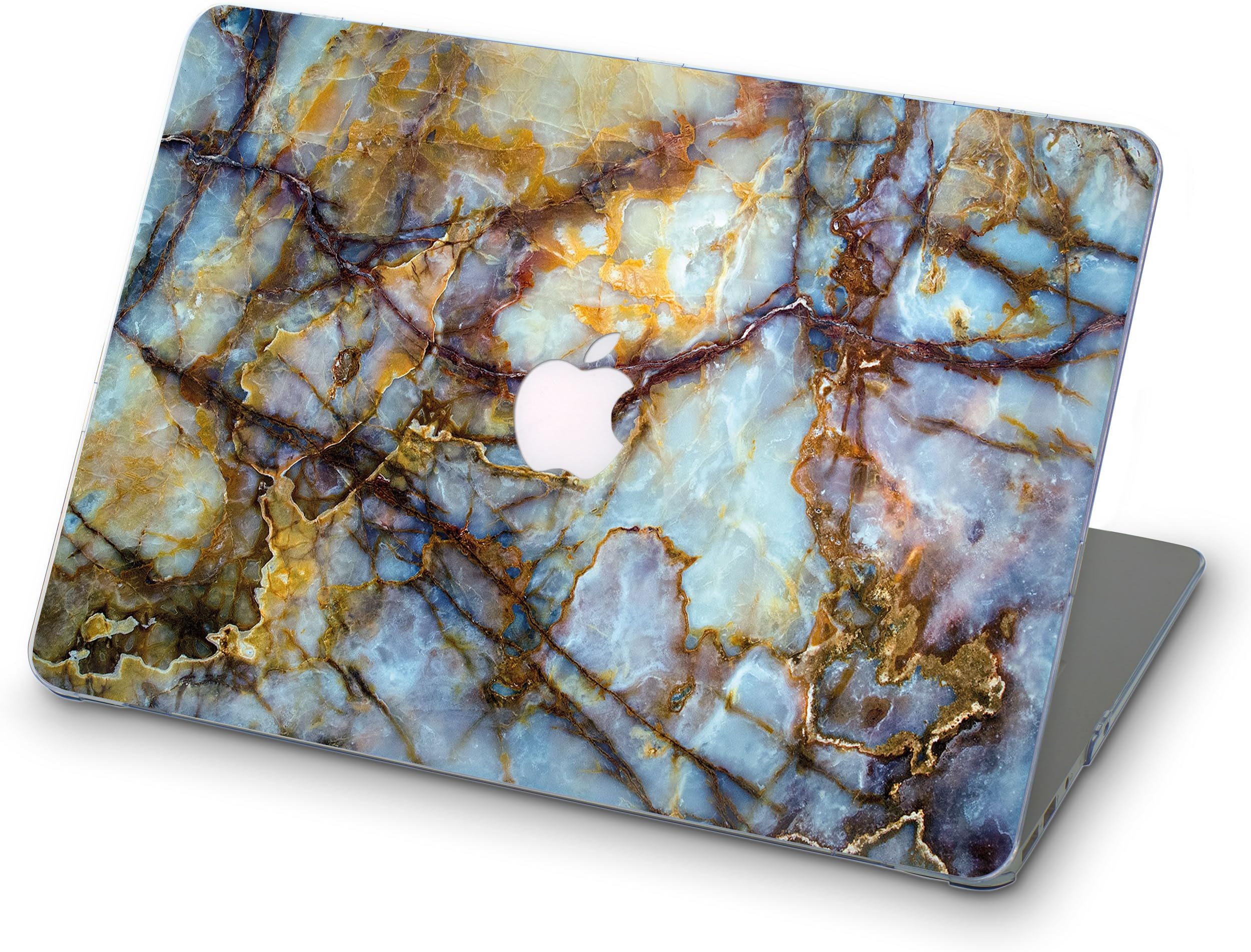 Goodsunited Patterned Full Cover Hard Shell Case for Apple Macbook (Pro 13 inch 2016 (A1706 & A1708), Blue Gold Marble)
