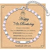 IKIATY 6-21 Years Old Girls Birthday Gifts, Tiny Beaded Bracelets Gifts for Daughter Granddaughter Niece Friends with Happy 6th-21st Birthday Card