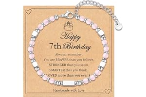 IKIATY 6-21 Years Old Girls Birthday Gifts, Tiny Beaded Bracelets Gifts for Daughter Granddaughter Niece Friends with Happy 6th-21st Birthday Card