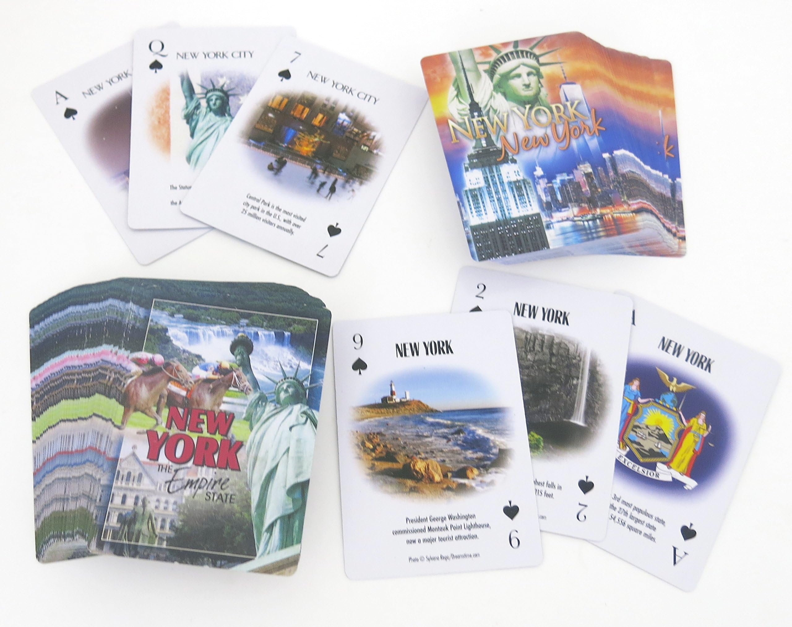 New York City, Statue of Liberty, Empire State Building, Souvenir Playing Cards, Vacation Gift. Card Faces Feature Multiple Landmarks, Ousttanding Tourist Gift. The Two Deck Set Includes a Gold Gift Ribbon