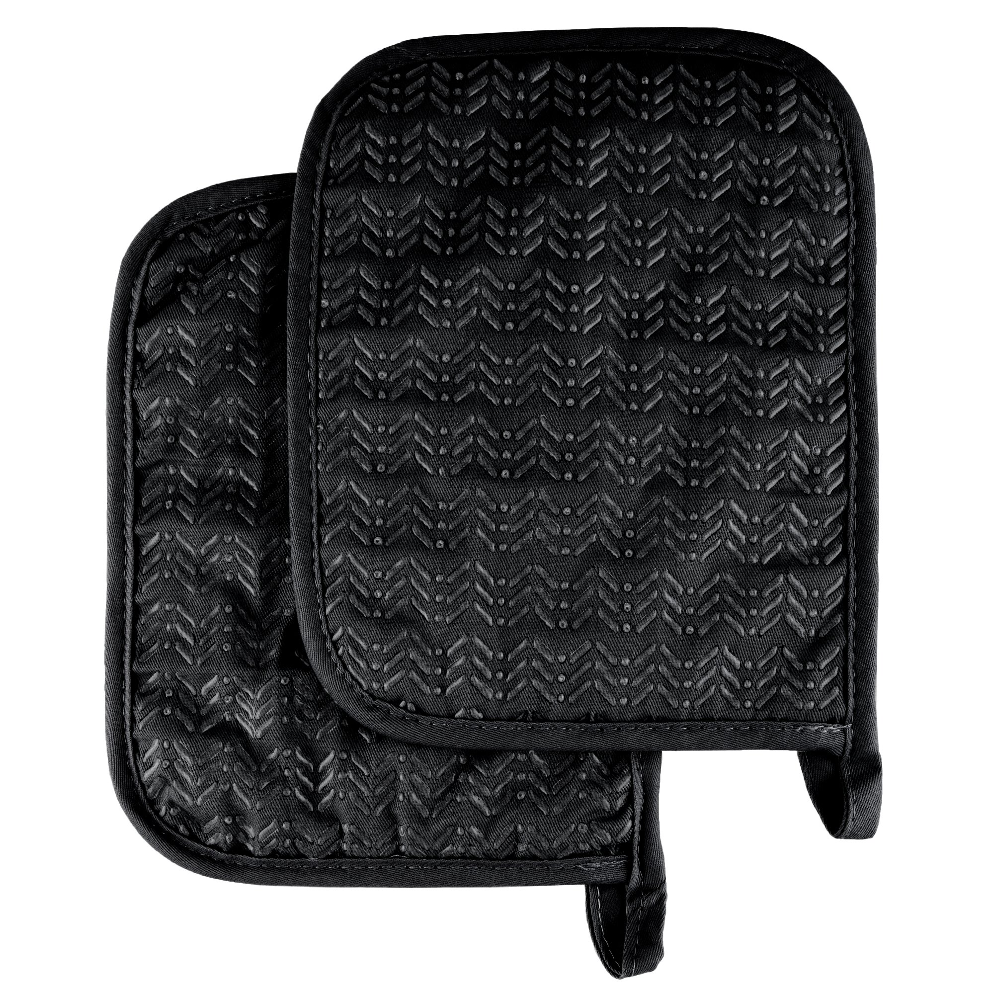 Home Pot Holder Set, silicone, Black