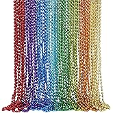 SWANUCKY 48 Pack Mardi Gras Beads Necklaces, 30 Inch Plastic Beads for Party Favors, Festival Decorations, Parade Throws, Christmas, St. Patrick's Day Celebrations (Oval, 8 colors)