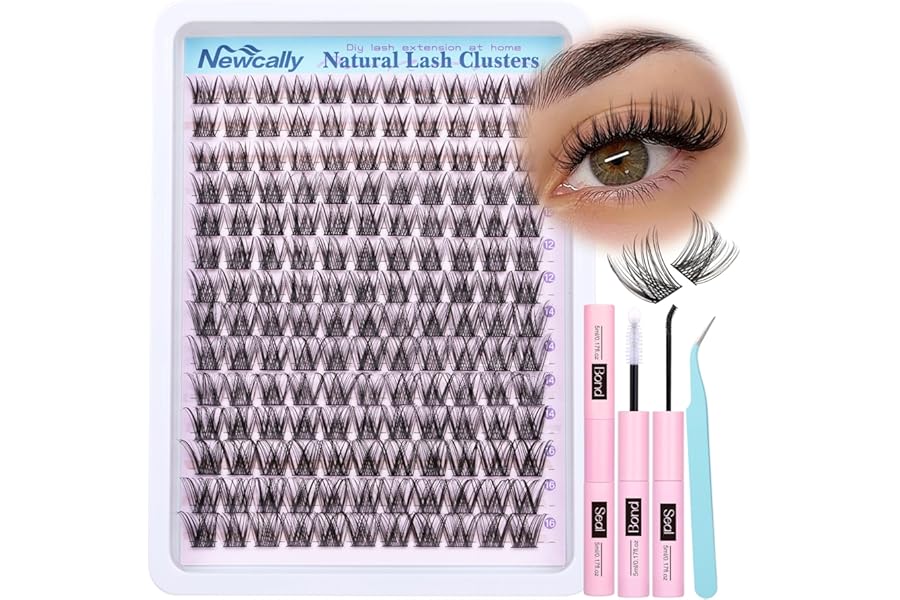 Lash Clusters Kit Wispy Natural Cluster Eyelash Extension Kit DIY Lash Extension Kit C-curly 10-16MM Eyelash Clusters Volume Individual Lashes Kit by Newcally