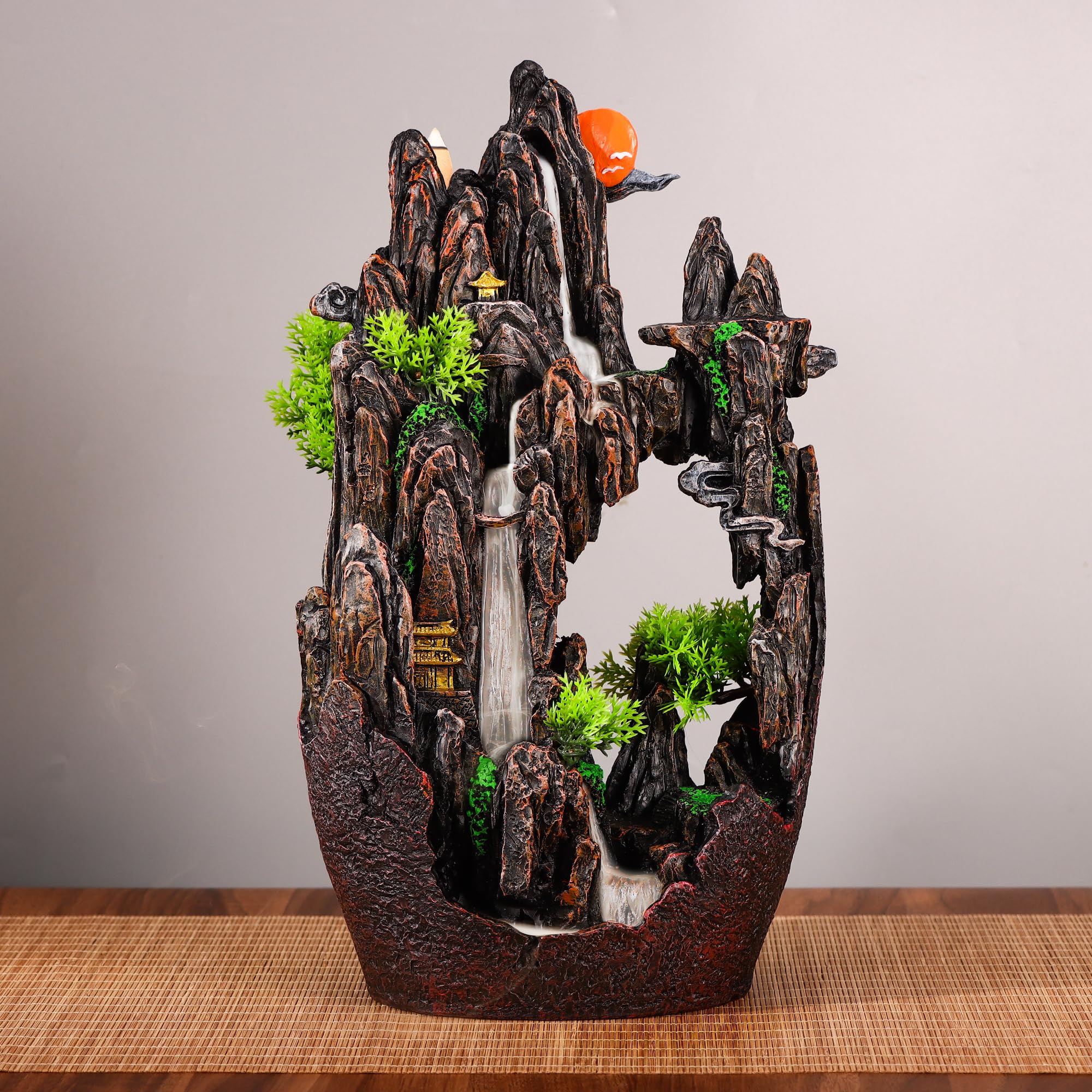 Photo 1 of SERdeerCH Large Backflow Incense Burner Resin Mountain Waterfall Incense Holder Smoked Fountain Aromatherapy Office Yoga Room Home Decoration