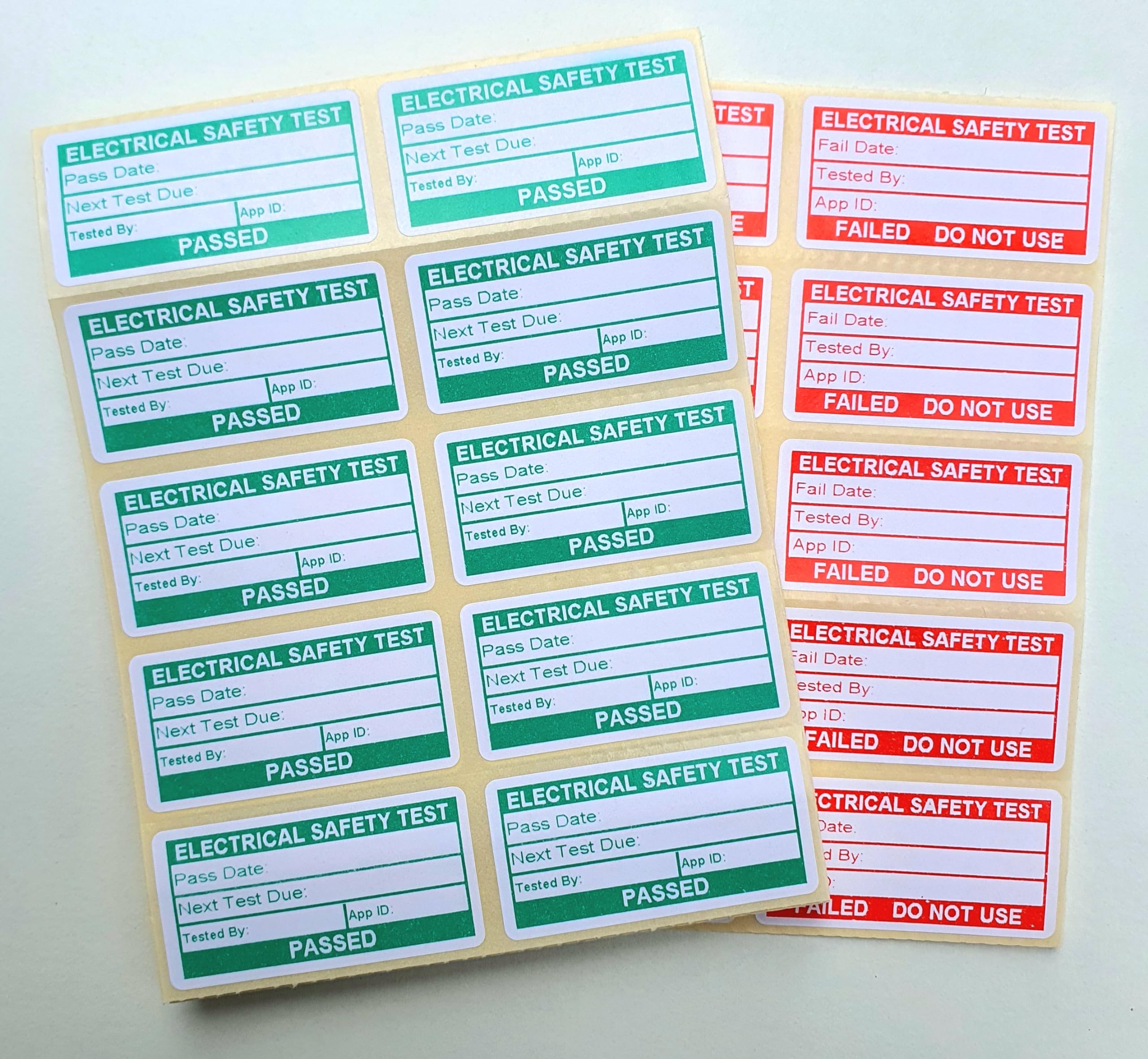 PAT Testing Stickers. 600 Pass / 60 Fail. Portable Appliance Test Stickers. 50 x 25mm Red & Green PAT test labels. EJI Labels