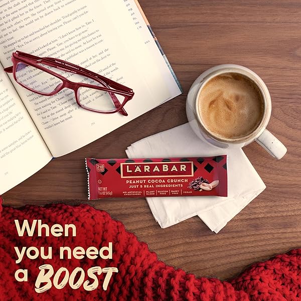 LARABAR PEANUT COCOA CRUNCH BARS, VEGAN AND GLUTEN FREE SNACKS, 6 CT, 9.6 OZ