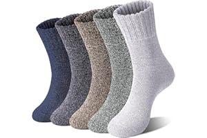 Loritta 5 Pairs Wool Socks for Women Stocking Stuffers Gifts Winter Warm Hiking Crew Boot Socks