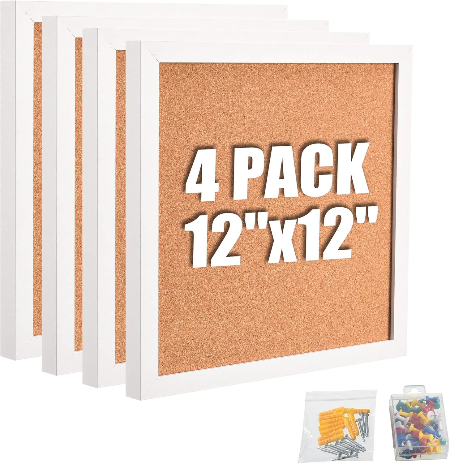 SUNGIFT Cork Board 12"x12" Thick Square Bulletin Boards 4