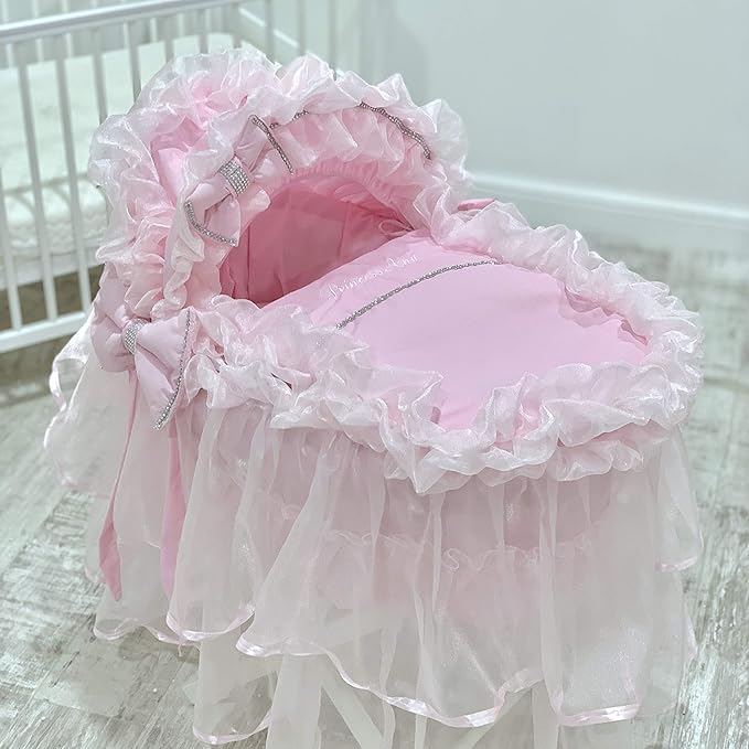 Personalised Pink Frilly Bling Moses Basket Cover Amazon.co.uk Baby