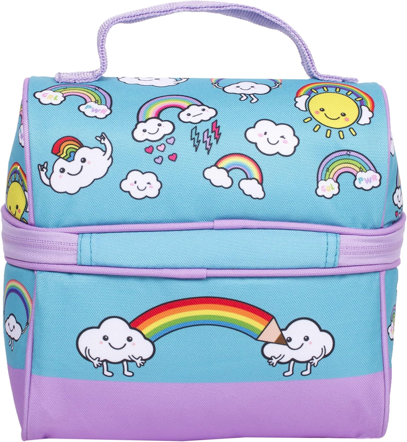 Fringoo Boys Girls Lunch Bag Thermal Insulated Retro Food Carrier School Lunch Box for Kids Nursery Lunchie Picnic (Rainbow World) - Image 3