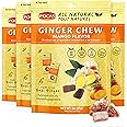 Pocas Mango Ginger Chews - Sweet and Zesty Ginger Chew, Individually Wrapped Low-Calorie Snacks, Ginger Candy Made with Pure Cane Sugar, 3 Oz Ea (Pack of 4)