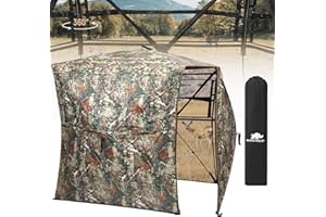 Rhino Valley Hunting Blind 360° See Through, Pop Up Ground Blinds with Carrying Bag, Portable Resilient Hunting Tent with Silent Magnetic Door & Sliding Windows for Deer Turkey Hunting