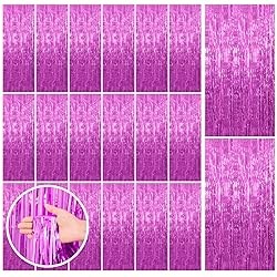 20 Pack Hot Pink Party Decorations - Tinsel Curtain