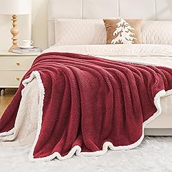 BEAUTEX Sherpa Throw Blanket, Super Soft Red