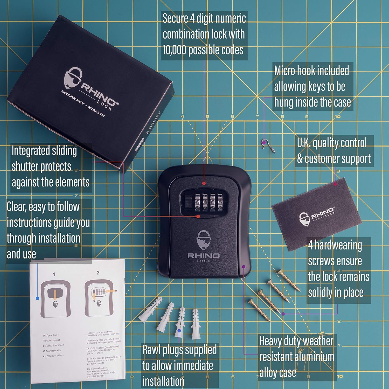 Rhino Lock Secure Key Combination Safe Outdoor Heavy Duty Wall