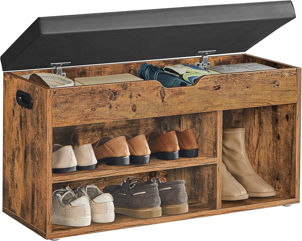 VASAGLE Shoe Bench with Cushion Rustic Brown LHS30BX