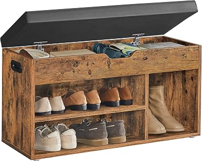 VASAGLE Shoe Bench with Cushion Rustic Brown LHS30BX