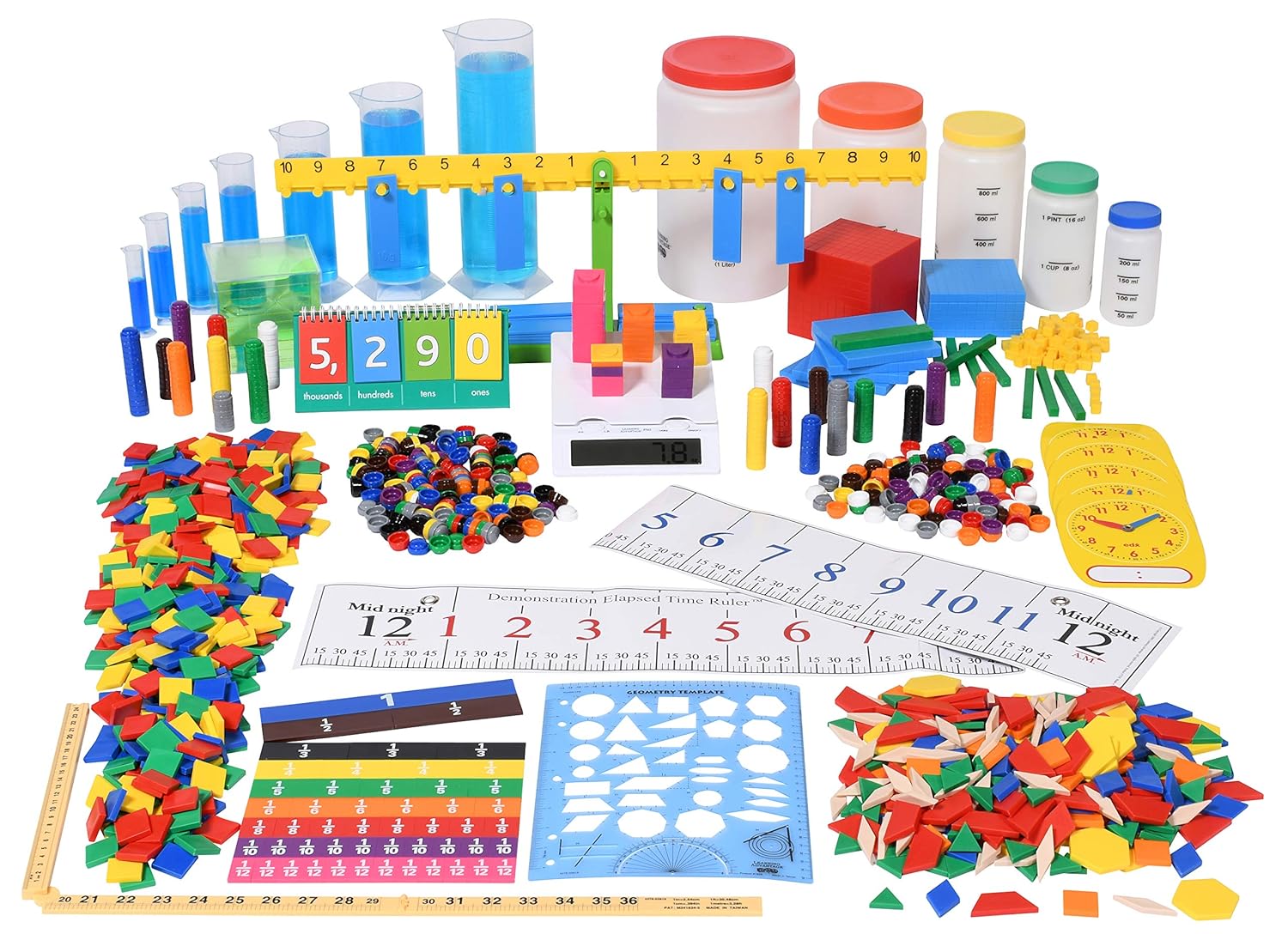 edx education Classroom Math Kit - For Grades 3 and 4 - Teach Math Lessons - Includes 16 Versatile Teaching Resources and Manipulatives