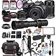 Canon EOS R10 Mirrorless Camera18-45mm and 55-210mm Lenses + 420-800mm Super Telephoto Lens + 128GB Memory, LED Light, Microphone, Spare Battery, Case, Tripod, Flash, (44pc Bundle) (Renewed)