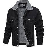 MAGCOMSEN Men's Corduroy Jacket Winter Sherpa Lined Warm Thick Trucker Cargo Coat with 5 Pockets