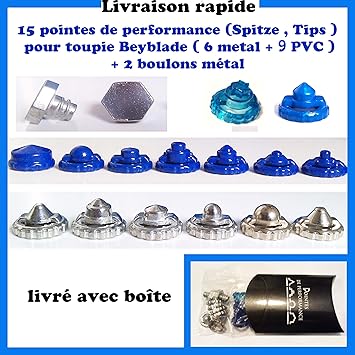Beyblade , 14 , Puntas de rendimiento (6 Metálicos + 8 plásticos)+ 3 Tornillos (2 Metálicos +1 plástico): Amazon.es: Juguetes y juegos
