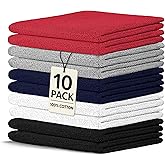 Crystal Ridge Cotton Wash Cloths 10 Pack - Washcloths for Showering, Face and Body, Soft and Highly Absorbent Multipurpose Towels for Bathroom, Kitchen, Spa and Gym - Wash Rags 12 x12 (Contemporary)