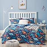 UMCHORD Dinosaur Kids Bedding Set for Boys, Queen Size 7 Pieces Bed in a Bag, Super Soft Lightweight Microfiber Comforter Set with Sheets, Durable Children Bed Set