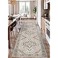 Tangsoo 2x10 Washable Runner Rug for Hallways, Non Slip Vintage Runner Rug, Soft Low Pile Long Rug Runner, Print Distressed Taupe Carpet Runners for Kitchen Bedroom Entryway Bathroom Living Room