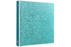 EYROZILL 1 Inch Binder 3 Ring Glitter Binder for School Supplies, Fashion View Binders, Glitter Teal