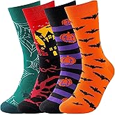 BONANGEL Halloween Socks Men, Funny Novelty Cute Holiday Crew Socks, Crazy Halloween Gifts for Men