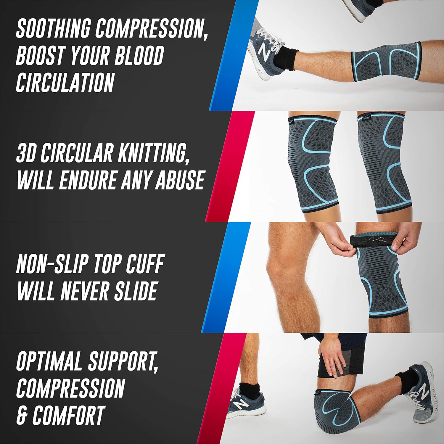 Sports Modvel 2 Pack Knee Compression Sleeve Workout Basketball Gym