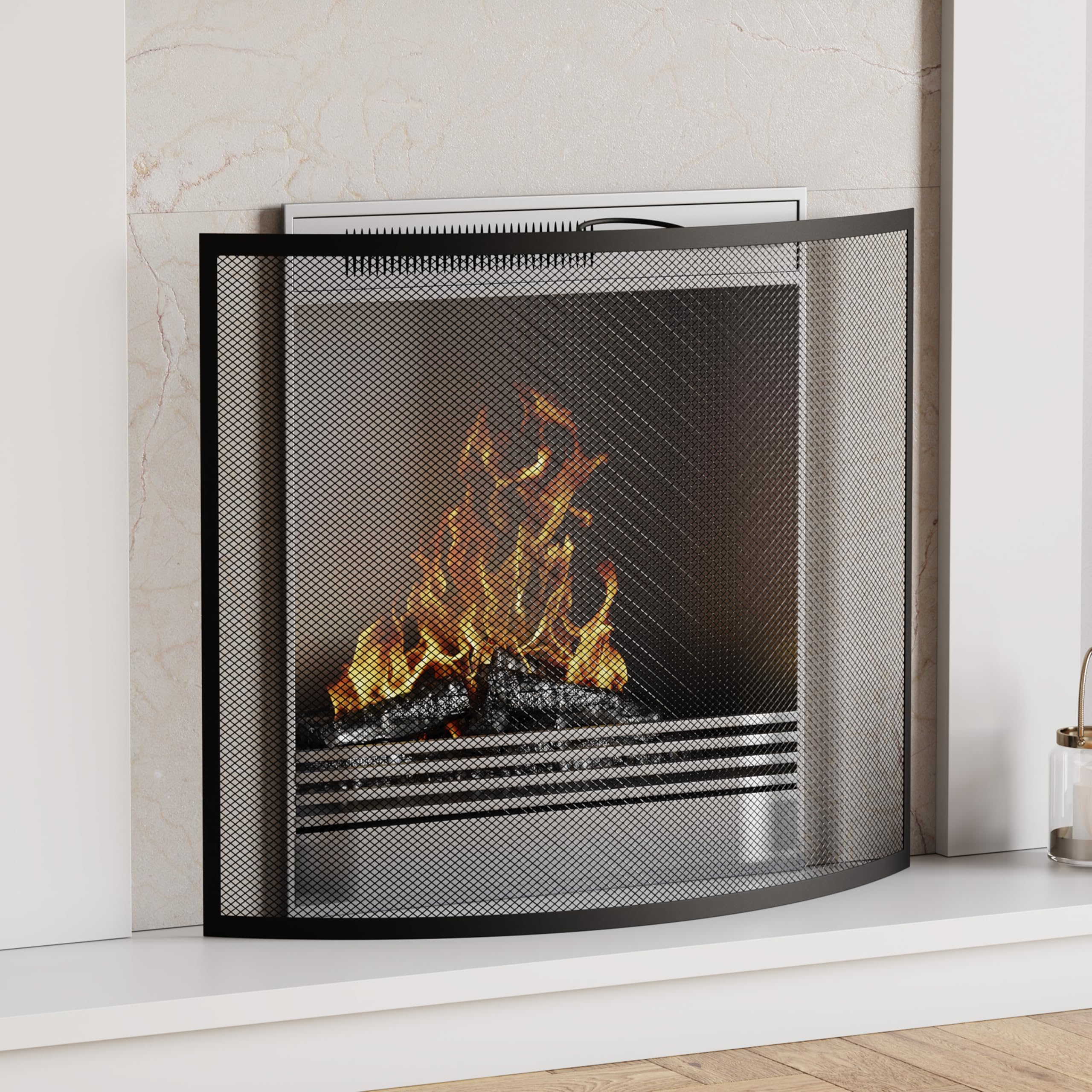 Fire Vida Buckton Spark Guard Fire Screen, Black